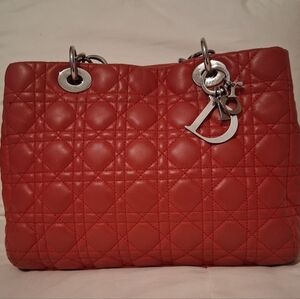 Dior Red Quilted Shoulder Bag with Silver Accents
